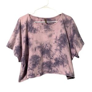 Lem Viet Bali Tie Dye Short Sleeve Oversized Crop T-Shirt Tee Purple Boho